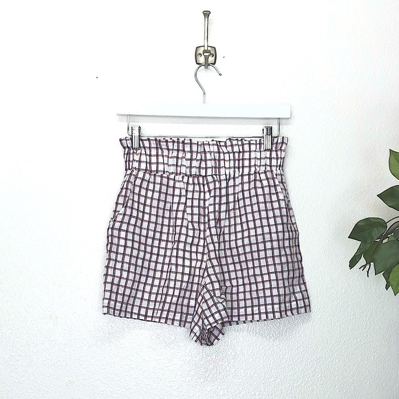 Anthropologie Mo:Vint Checkered Paper Bag Shorts - Picture 1 of 5